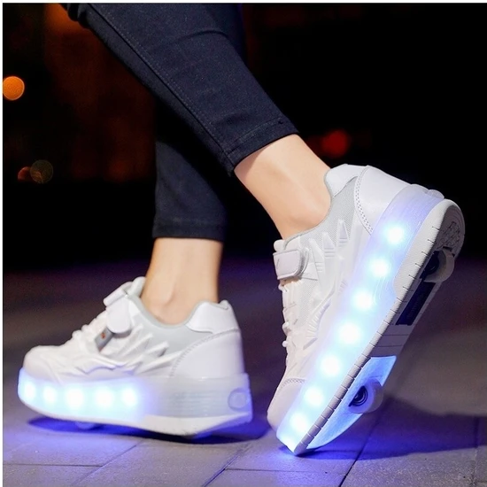 Yates Sıtong 4 Tekerlekli USB Şarjlı LED Işıklı Paten Ayakkabı (Yurt Dışından)