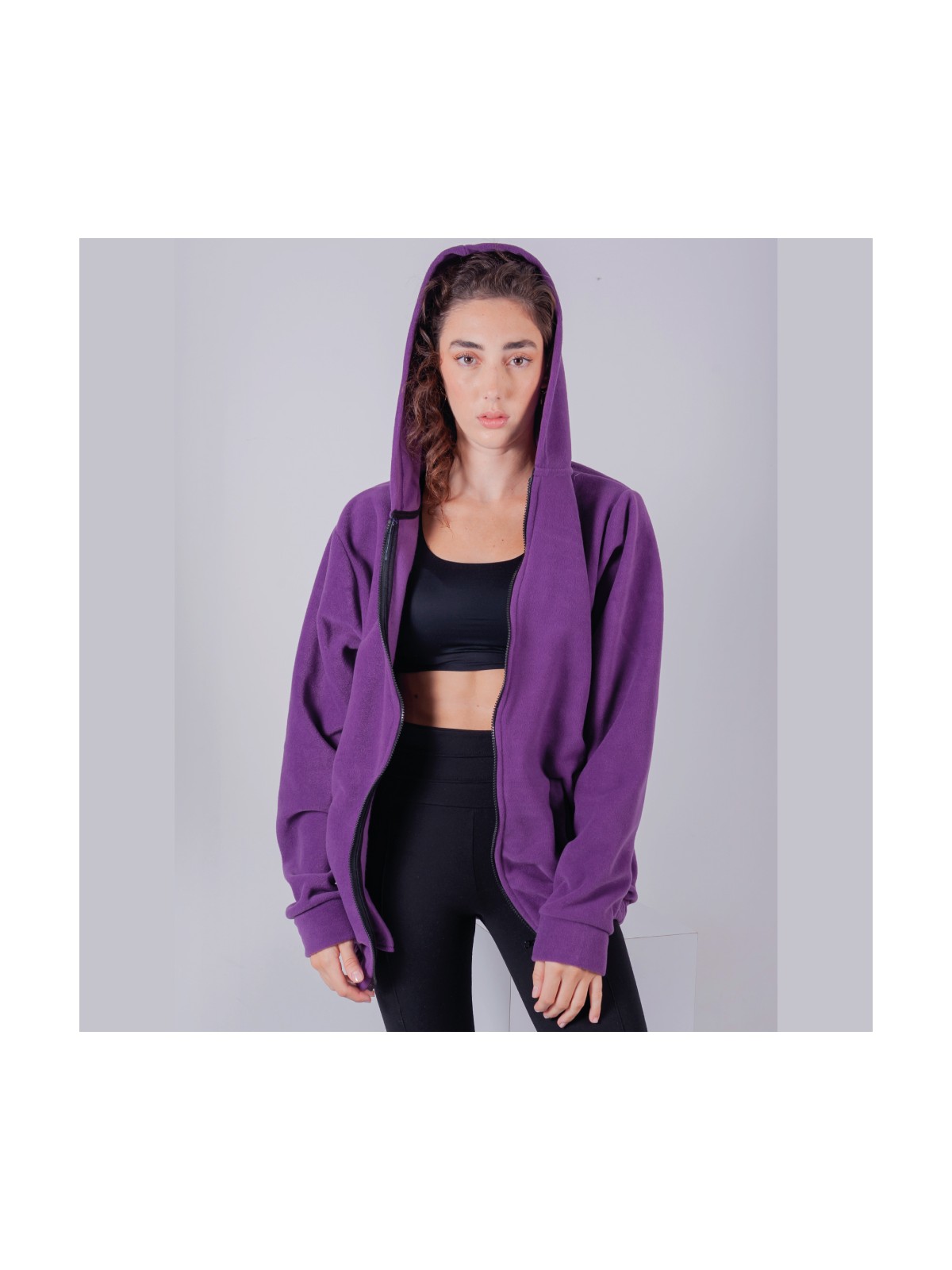 Vatkalimon Kadın Erkek Fermuarlı Kapşonlu Polar Sweatshirt - Görsel 5