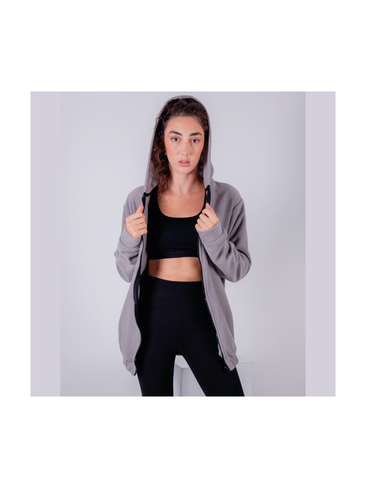 Vatkalimon Kadın Erkek Fermuarlı Kapşonlu Polar Sweatshirt