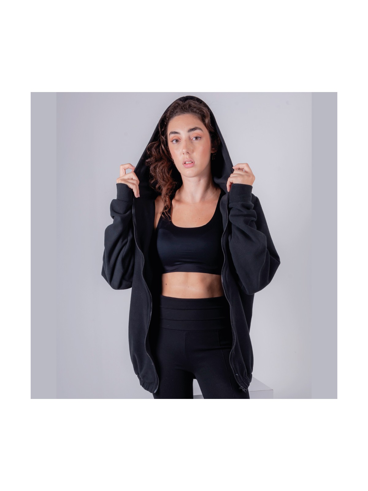 Vatkalimon Kadın Erkek Fermuarlı Kapşonlu Polar Sweatshirt - Görsel 6