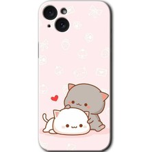 Gramaphone Apple iPhone 15 Plus Uyumlu Kılıf Hd Desen Baskılı Arka Kapak + Kırılmaz Cam - Kedi Aşkı