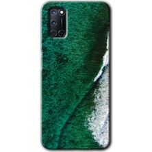 Gramaphone Oppo A52 Kılıf Hd Desen Baskılı Arka Kapak + Kırılmaz Cam - Yeşil Okyanus