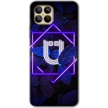 Gramaphone Omix X600 Kılıf Hd Desen Baskılı Arka Kapak - Dark Neon Yaprak Ü Harfi