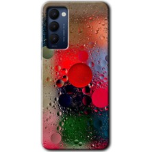 Gramaphone Tecno Camon 18T Kılıf Hd Desen Baskılı Arka Kapak + Kırılmaz Cam - Wet Bubbles