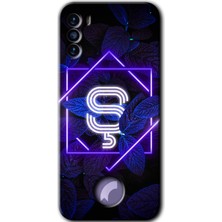 Gramaphone Reeder S19 Max Pro S Kılıf Hd Desen Baskılı Arka Kapak - Dark Neon Yaprak Ş Harfi