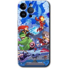 Gramaphone Apple iPhone 14 Pro Max Kılıf Hd Desen Baskılı Arka Kapak + Kırılmaz Cam - Avengers Cartoon
