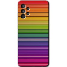 Gramaphone Galaxy A73 Kılıf Hd Desen Baskılı Arka Kapak + Kırılmaz Cam - Colorful Lines