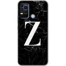 Gramaphone Omix X400 Kılıf Hd Desen Baskılı Arka Kapak + Kırılmaz Cam - Siyah Mermer Desenli Z Harfi