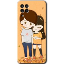 Gramaphone Galaxy A22 Kılıf Hd Desen Baskılı Arka Kapak + Kırılmaz Cam - Şıpsevdi Çift