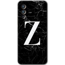 Gramaphone Vivo V23 5g Kılıf Hd Desen Baskılı Arka Kapak + Kırılmaz Cam - Siyah Mermer Desenli Z Harfi