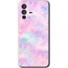 Gramaphone Vivo V23 5g Kılıf Hd Desen Baskılı Arka Kapak + Kırılmaz Cam - Pembe-Duman