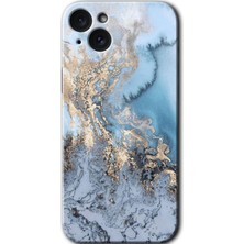 Gramaphone Apple iPhone 15 Plus Uyumlu Kılıf Hd Desen Baskılı Arka Kapak + Kırılmaz Cam - Eski Mermer