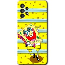 Gramaphone Galaxy A52 Kılıf Hd Desen Baskılı Arka Kapak + Kırılmaz Cam - Aşık Sünger Bob