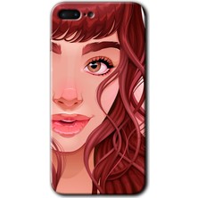 Gramaphone Apple iPhone 7 Plus Kılıf Hd Desen Baskılı Arka Kapak + Kırılmaz Cam - Kızıl Kız
