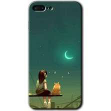Gramaphone Apple iPhone 7 Plus Kılıf Hd Desen Baskılı Arka Kapak + Kırılmaz Cam - Kedili Kız