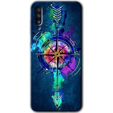 Gramaphone Galaxy A70 Kılıf Hd Desen Baskılı Arka Kapak + Kırılmaz Cam - Gizemli Pusula