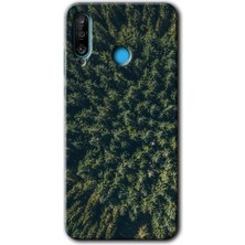 Gramaphone Huawei P30 Lite Kılıf Hd Desen Baskılı Arka Kapak + Kırılmaz Cam - Çam Ağacı Ormanı