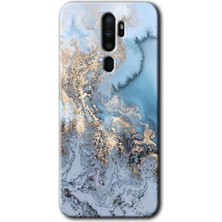 Gramaphone Oppo A5 2020 Kılıf Hd Desen Baskılı Arka Kapak + Kırılmaz Cam - Eski Mermer
