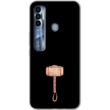 Gramaphone Tecno Spark 7 Pro Kılıf Hd Desen Baskılı Arka Kapak + Kırılmaz Cam - Thor Çekiç