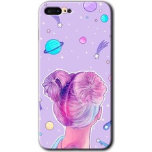 Gramaphone Apple iPhone 7 Plus Kılıf Hd Desen Baskılı Arka Kapak + Kırılmaz Cam - Uzaylı Kız