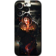 Gramaphone Apple iPhone 15 Pro Uyumlu Kılıf Hd Desen Baskılı Arka Kapak + Kırılmaz Cam - V For Fire
