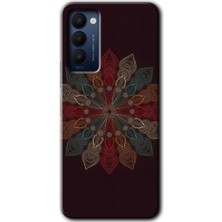 Gramaphone Tecno Camon 18T Kılıf Hd Desen Baskılı Arka Kapak + Kırılmaz Cam - Mandala Flower Wal