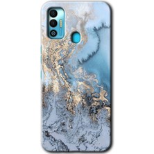 Gramaphone Tecno Spark 7t Kılıf Hd Desen Baskılı Arka Kapak + Kırılmaz Cam - Eski Mermer