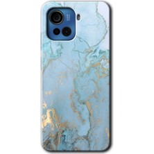 Gramaphone Casper Via F30 Plus Kılıf Hd Desen Baskılı Arka Kapak - Mavi Gold Mermer