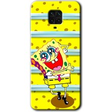 Gramaphone Redmi Note 9s Kılıf Hd Desen Baskılı Arka Kapak + Kırılmaz Cam - Aşık Sünger Bob