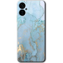 Gramaphone Tecno Camon 19 Neo Kılıf Hd Desen Baskılı Arka Kapak + Kırılmaz Cam - Mavi Gold Mermer
