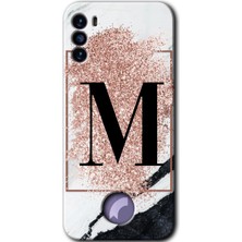 Gramaphone Reeder S19 Max Pro S Kılıf Hd Desen Baskılı Arka Kapak - Pembe Mermer Desenli M Harfi