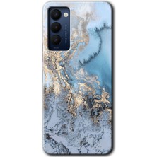 Gramaphone Tecno Camon 18P Kılıf Hd Desen Baskılı Arka Kapak + Kırılmaz Cam - Eski Mermer