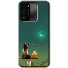 Gramaphone Tecno Spark 8c Kılıf Hd Desen Baskılı Arka Kapak + Kırılmaz Cam - Kedili Kız