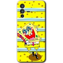 Gramaphone Vivo V23 5g Kılıf Hd Desen Baskılı Arka Kapak + Kırılmaz Cam - Aşık Sünger Bob