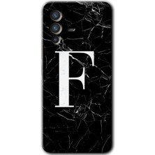 Gramaphone Vivo V23 5g Kılıf Hd Desen Baskılı Arka Kapak - Siyah Mermer Desenli F Harfi