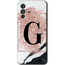Gramaphone Vivo V23 5g Kılıf Hd Desen Baskılı Arka Kapak - Pembe Mermer Desenli G Harfi