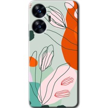 Gramaphone Realme C55 Uyumlu Kılıf Hd Desen Baskılı Arka Kapak + Kırılmaz Cam - Vektör Çiçekler