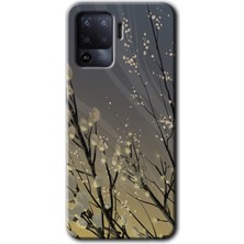 Gramaphone Oppo Reno 5 Lite Kılıf Hd Desen Baskılı Arka Kapak + Kırılmaz Cam - Branches Flowers