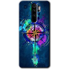 Gramaphone Redmi Note 8 Pro Kılıf Hd Desen Baskılı Arka Kapak + Kırılmaz Cam - Gizemli Pusula