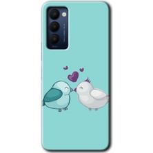 Gramaphone Tecno Camon 18 Kılıf Hd Desen Baskılı Arka Kapak + Kırılmaz Cam - Mutlu Kuşlar