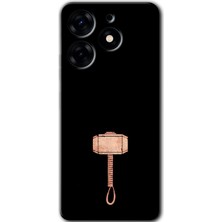 Gramaphone Tecno Spark 10 Pro Kılıf Hd Desen Baskılı Arka Kapak + Kırılmaz Cam - Thor Çekiç
