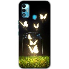 Gramaphone Tecno Spark 7t Kılıf Hd Desen Baskılı Arka Kapak - Işıklı Kelebekler