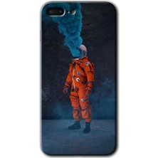 Gramaphone Apple iPhone 7 Plus Kılıf Hd Desen Baskılı Arka Kapak + Kırılmaz Cam - Smoke Astronot