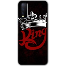 Gramaphone Vivo Y20S Kılıf Hd Desen Baskılı Arka Kapak + Kırılmaz Cam - King