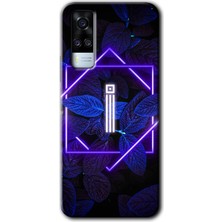 Gramaphone Vivo Y53S Kılıf Hd Desen Baskılı Arka Kapak - Dark Neon Yaprak I Harfi