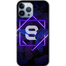 Gramaphone Apple iPhone 13 Pro Kılıf Hd Desen Baskılı Arka Kapak + Kırılmaz Cam - Dark Neon Yaprak S Harfi