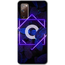 Gramaphone Galaxy S20 Fe Kılıf Hd Desen Baskılı Arka Kapak + Kırılmaz Cam - Dark Neon Yaprak O Harfi