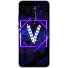 Gramaphone Xiaomi Mi 9t Kılıf Hd Desen Baskılı Arka Kapak - Dark Neon Yaprak V Harfi