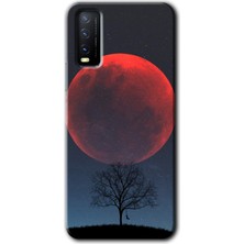 Gramaphone Vivo Y20S Kılıf Hd Desen Baskılı Arka Kapak + Kırılmaz Cam - Kanlı Ay