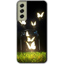 Gramaphone Galaxy S21 Fe Kılıf Hd Desen Baskılı Arka Kapak - Işıklı Kelebekler